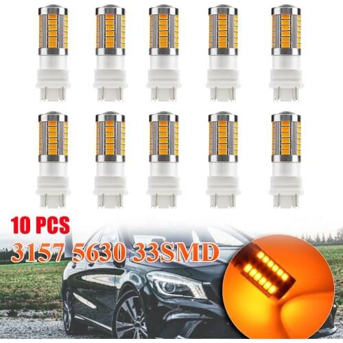 10Pcs 3157 5730 33SMD LED Amber Car Auto Brake Turning Parking Reverse Lamp Bulb Drop Shipping