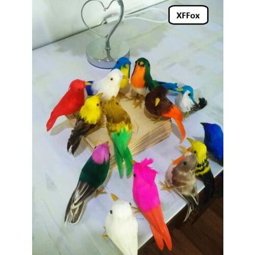10 pieces simulation colourful bird model toys foam&feathers small bird dolls gift about12-15cm xf0515