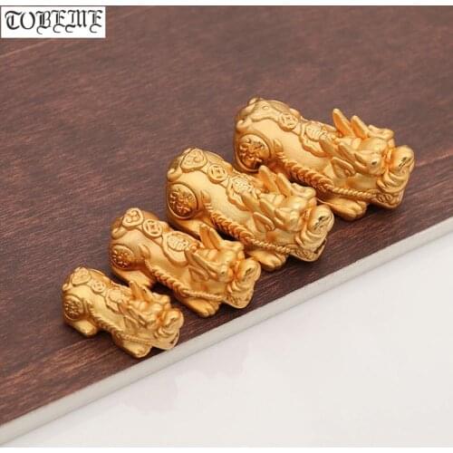 100% 3D 999 Silver Pixiu Beads Silver Gold-plated Fengshui Piyao Beads Good Luck Ruyi Pixiu Beads DIY Bracelet