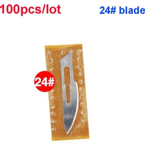100pcs 24# Blade Surgery Scalpel Opening Repair Tools Knife for Disposable Sterile/Mobile Phone/Beauty/DIY/ PCB Circuit board