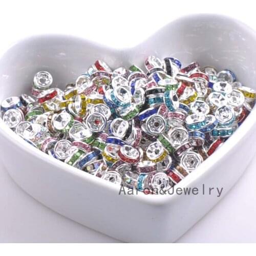 100Pcs AAA 6mm Blend Color Crystal Rhinestone Rondelle Spacer Beads For Jewelry Handmade SG006MX
