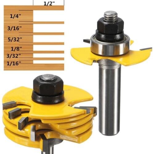 2Pcs Slot Cutter 3 Wing Router Bit 1/2 &1/4 Inch Shank Adjustable Woodworking Tool