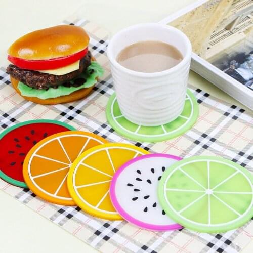 2pcs Fresh Fruit Pattern Coaster Placed Mug Decoration Coaster Decoration Office Home Desktop Decoration Accessories Organizer