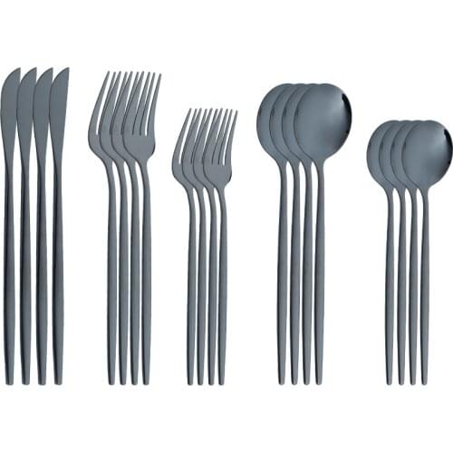 20 Pcs Cutlery Set Stainless Steel Black Gold Kitchen Dinnenrware Set Flatware Dinner Knife Fork Spoon Teaspoon For Home