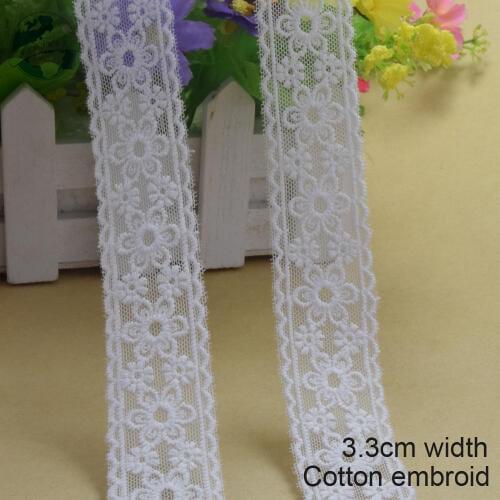 3.3cm white lace cotton embroidery lace french lace ribbon fabric guipure diy trims warp knitting sewing Accessories#2880