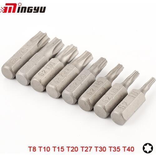 8pcs Torx Electric Screwdriver Bit Set Household Repair Tools 1/4 Inch Hex Shank 25mm T8-T40 S2 Steel Screw Driver Bits