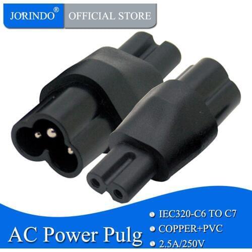 JORINDO IEC 320 C6 TO C7 ,2-Pin C7 Para C6 Masculino Trevo Plug AC Power Adapter Converter