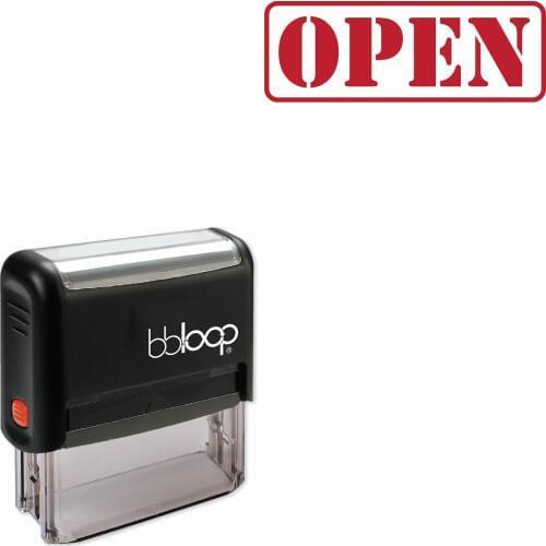 Bbloop 'OPEN' Self-Inking Office Stamp, Rectangular Military Stencil Style