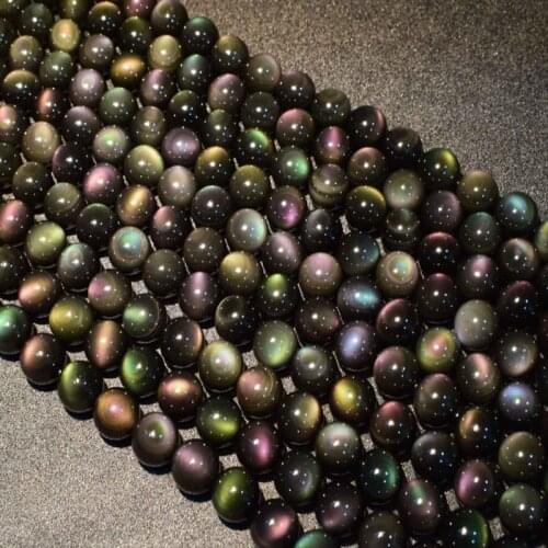 Natural stone beads, obsidian, double colored eyes, round beads, DIY bracelets, necklaces, accessories, jewelry making 6 8 10 12