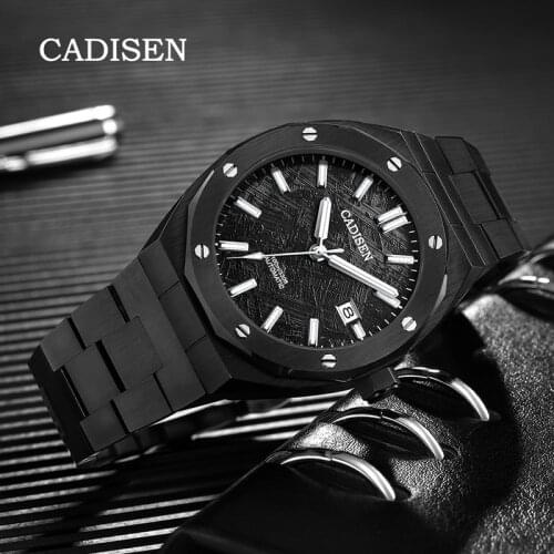 CADISEN 2021 Top Brand Luxury Automatic Mens Watches NH35 Watch Men Mechanical Wristwatch Stainless Steel 100M Waterproof Sport