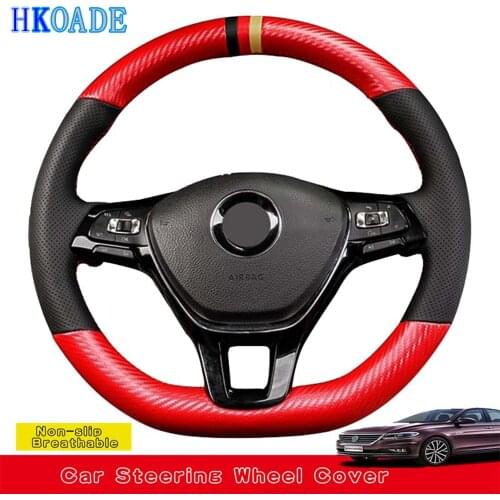 DIY Carbon Fiber Leather Car Steering Wheel Cover For Volkswagen VW Golf 7 Mk7 New Polo Jetta Passat B8 Tiguan Sharan Touran