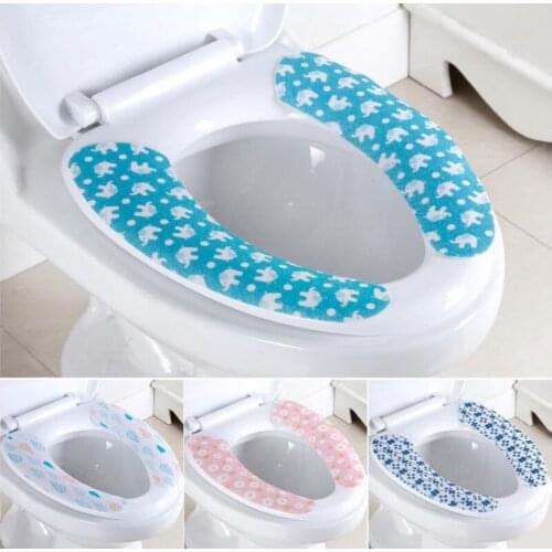 Toilet Seat Cover Soft WC Paste Toilet Seat Pad Washable Bathroom Warmer Seat Lid Cover Pad Toilet Closestool Sticky Seat Mat