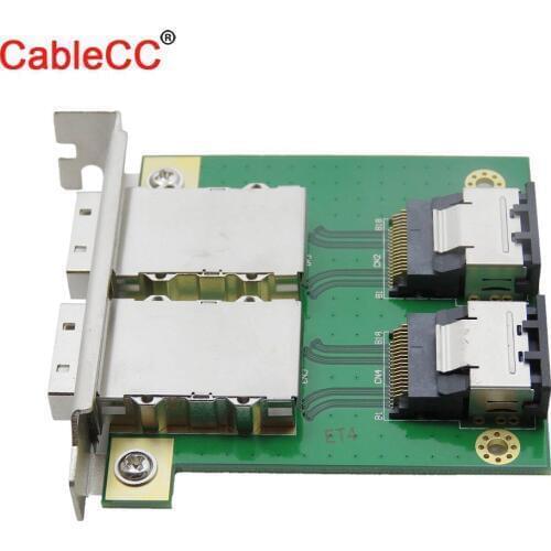 Cablecc Dual Port Internal Mini SAS 4i SFF-8087 to External Mini SAS 4x SFF-8088 PCI Card with PCI Mounting Plate