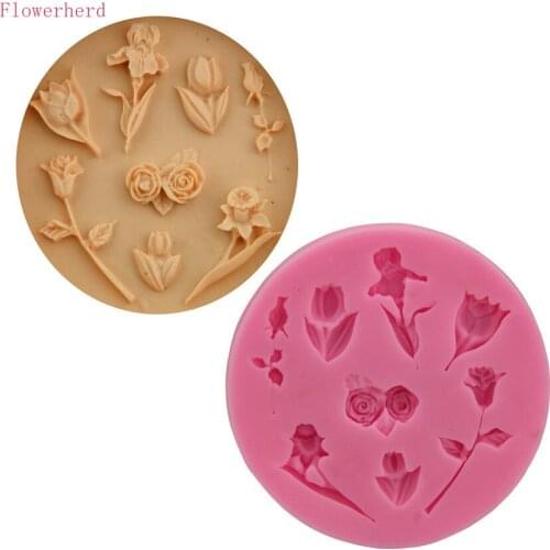Rose Bouquet Cake Mold DIY Silicone Fondant Baking Tool Ice Tray Soap Mold Cake Decorating Tool Chocolate Candy Mold Pastry Tool