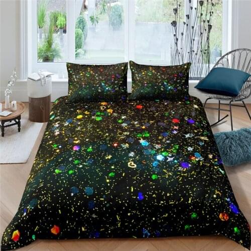 Home Living Blingbling 3D Diamond Printed 2/3Pcs Bedding Set Comfortable Duvet Cover Pillowcase Home Textile Queen and King Size