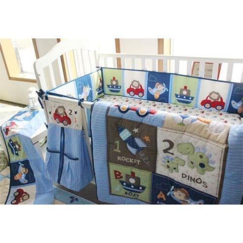 Animal Car Baby Girl Crib Bedding Set Quilt Bumper Sheet Dust Ruffle Bebe Gift Baby Lovely Bedding Set For Newborn Baby