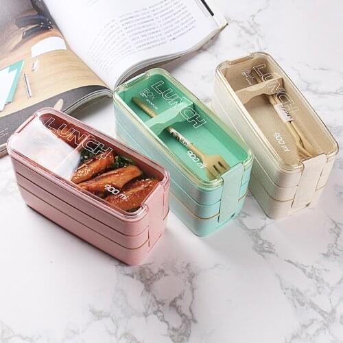 900ml Lunch Box Bento Food Containers For Packed Bag Conservation Warmer Prep Healthy Material Wheat Straw Microwave Dinnerware