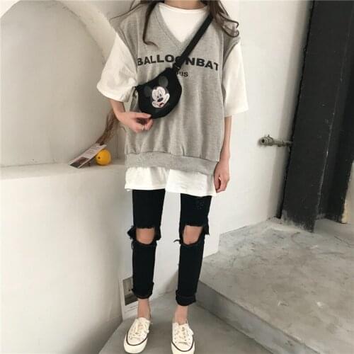 Disney Mickey Mouse Girl Fashion One-shoulder Messenger Mobile Phone Bag Cute Chest Bag Pundi Small Waist Bag