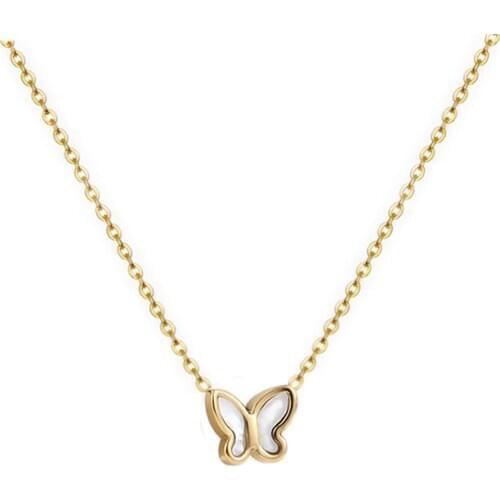 2020 New Stainless Steel Gold Color Butterfly Shell Choker Chain Charm Necklaces Pendant For Women 18K New Design Jewelry Gift