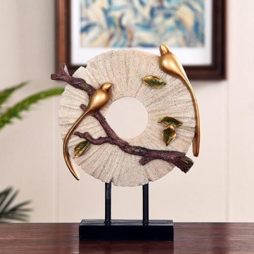 New Chinese Style Resin Bird Branches Ornaments Livingroom TV Cabinet Furnishing Decorations Home Figurines Craft Wedding Gifts