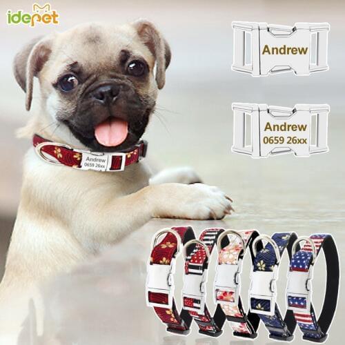 Pet Collar Personalized Dog Tag Collar Puppy Cat Nameplate ID Collars Adjustable For Medium Large Dogs Necklace Free Engraved 30