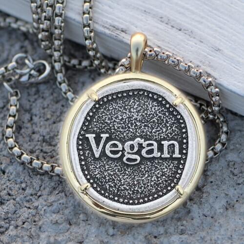 Vegan Necklace Boyfriend Gift Vegan Activist Pendant Herbivore Awareness Vegetarian Lifestyle Animal Liberation Jewelry A283