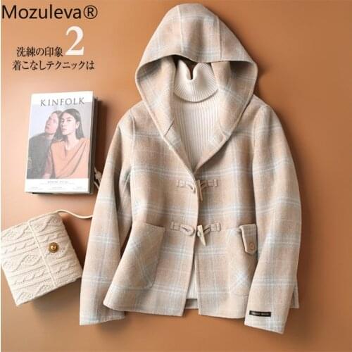Mozuleva High Quality Double Sided Wool Coat Women Autumn Winter Japanese Style Loose Long Woolen Coat Hand-Stitched Outwear