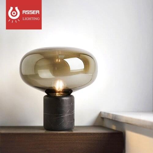 Post modern simple light luxury marble bedroom bedside table lamp Nordic designer creative living room study hotel lamp