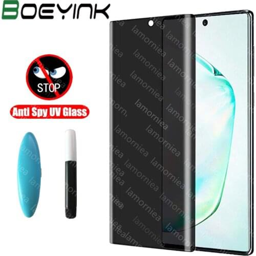 BoeYink Anti Spy Screen Protector for Samsung Note 10 9 Plus UV Full Glue Tempered Glass for samsung S8 S9 Note 8 9 S10 E Plus