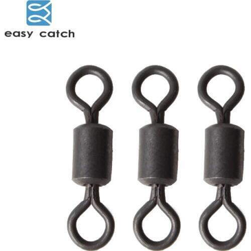 Easy Catch 20pcs Matte Black Fishing Rolling Swivels Carp Rigs Long Body Fishing Swivel Connector Carp Fishing Accessories
