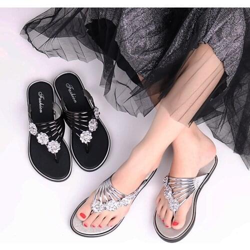 Woman Sandals 2021 Summer Fashion Women Outdoor Slippers Flip Flops Rhinestone Women Shoes Woman Slippers Home Flip Flops