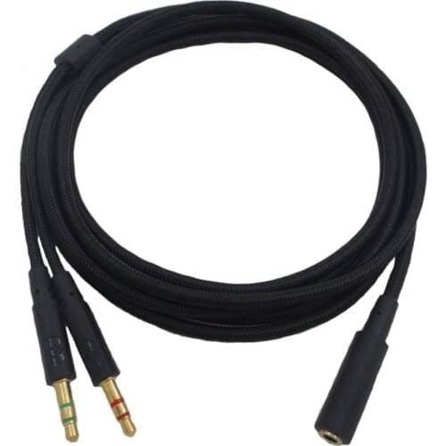 Splitter Cable For Kingston HyperX Cloud Mix Alpha Flight Revolver Headsets Headphones