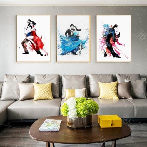 Passion Samba Couple Dance Posters and Prints Abstract Home Decoration Watercolor Canvas Painting Wall Art Picture for Bedroom