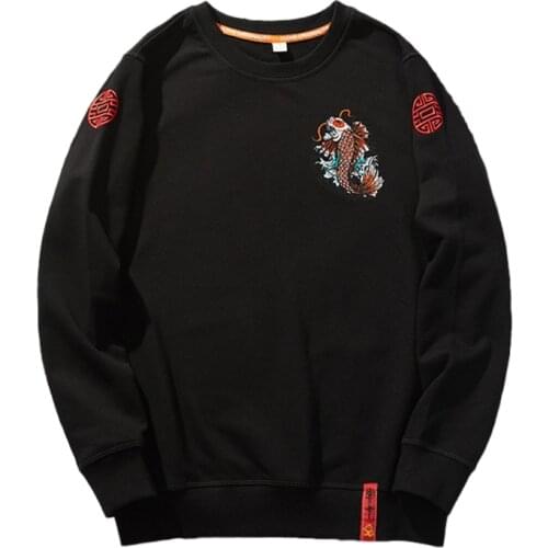 Carp Anime Embroidered Sweatshirts Mens Spring Hoodies Crewneck Pullover Boys Japan Harajuku Yokosuka Souvenir Clothes Winter