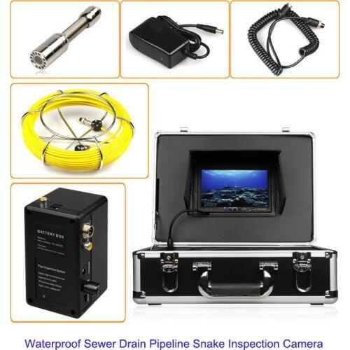 Waterproof Drain Pipe Endoscope Inspection System Pipeline Borescope Snake Video Inspection Camera 50m DVR Record 8G SD Card