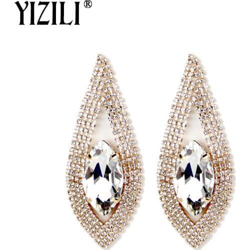 YIZILI 2018 New Sparkle Crystal Tassel Earrings Fashion Claw chain Earrings for women Banquet party wedding Bride Jewelry E047