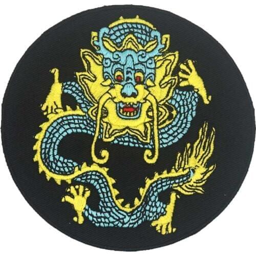 DRAGON iron on hook backing funny punk rock embroidered biker motorcycle patches for vest