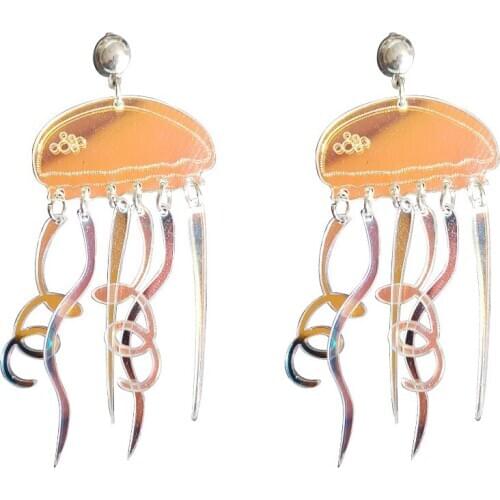 Fantastic Polychromatic Jellyfish Earrings For Women Fashion Iridescence High Quality Long Acrylic Earring Jewelry Gift