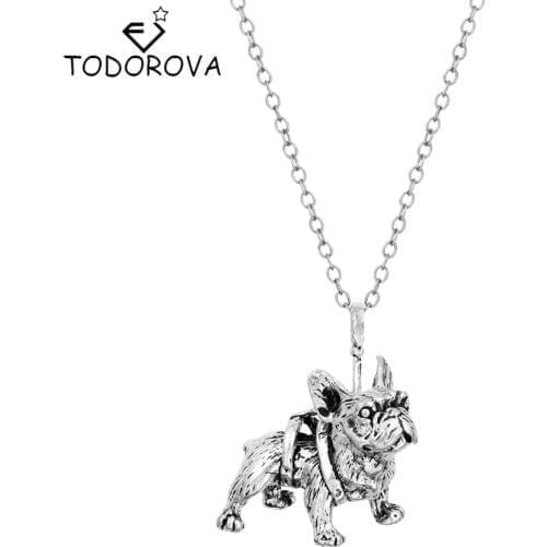 Todorova Boho Chic French Bulldog Necklaces & Pendants Hippie Animal Dog Collier Bff Female Necklaces for Women Jewelry Gifts