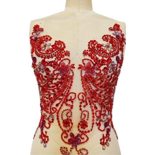 1Piece Mesh Tulle Applique Rhinestone Flower Sewing Sequin Lace Neckline DIY Collar Craft Clothing Accessory Handmade