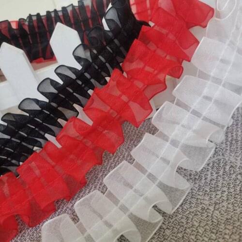 Latest Pleated Mesh Black Lace Fabric Guipure Lace Trim 3cm Sewing Accessories Trimmings For Clothing Material dentelle LX52