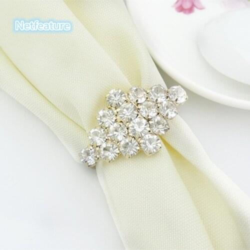 12pcs/lot Fashion crystal Shinny Napkin Ring Napkin Buckles Serviette Holder Towel Ring Hotel Wedding Party Supplies Home Decors