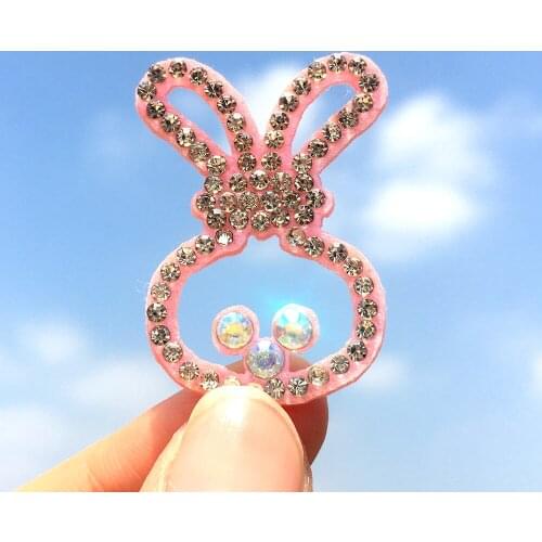 15pcs 2.2*3.4cm Glitter Color rabbit Applique for Handmade Craft Sticker DIY Headwear Hair BB Clip Bow Decor Accessory Patches