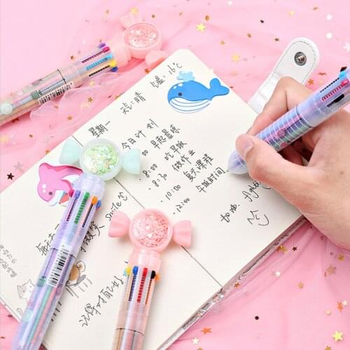2Pcs Cartoon Candy 10 Colors Chunky Ballpoint Pen School Office Supply Stationery Papelaria Escolar Kawaii Color Rollerball Pen