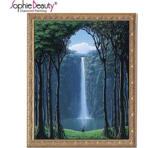 2018 New embroidery art diy diamond painting cross stitch kits mosaic crystal Forest Falls embroidery beads needlework Craft