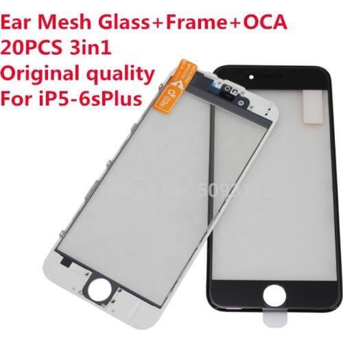 20P LCD Front Glass 3in1 Ear speaker mesh with Frame original OCA For iPhone 5s 6Plus 6 6s 6sp Screen display repair Replacement