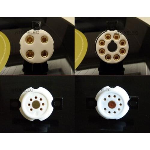 4pcs EIZZ Vacuum Tube Socket Ceramic Base Gold Plated 4/7/8/9 Pins HiFi Audio AMP 300B 274B 6Z4 KT88 EL34 12AX7 12AU7 ECC81 EL84