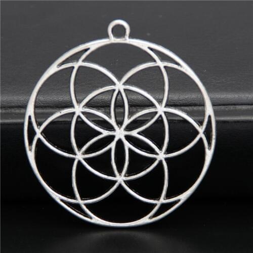 5pcs DIY Jewelry Yoga OM Flower Filigree Round Charm Flower Of Life Pendants For Bracelet Necklace Jewelry Making