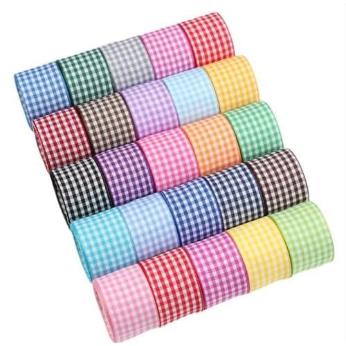 50yards/Roll 6mm 10mm 15mm 25mm 38mm Lattice Plaid Ribbons Bow Gift Wrapping Polyester Ribbon Handmade DIY Accessories