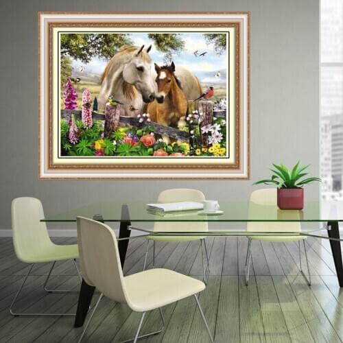 5D DIY Diamond Painting Bird Flower Horse Cross Stitch Landscape Needlework Home Decorative 3D Square Full Diamond Embroidery